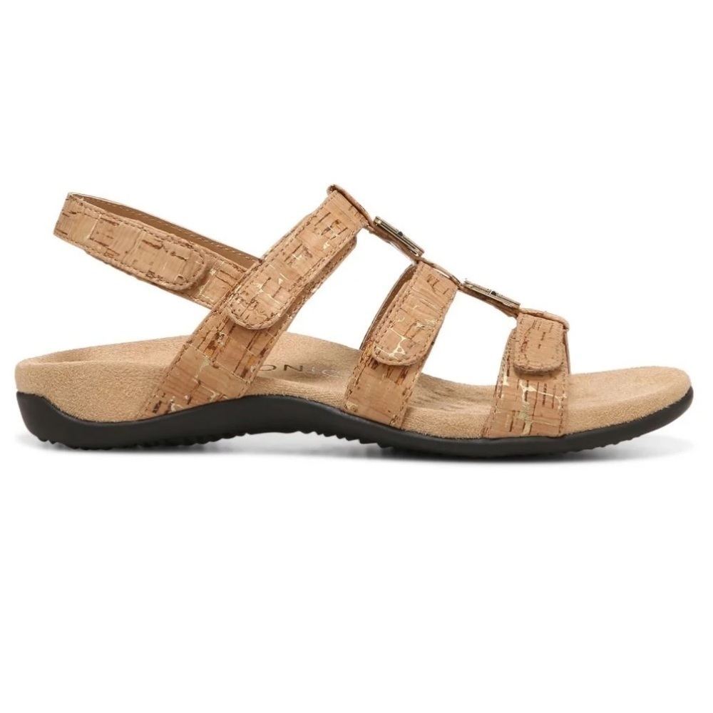 Vionic Amber Slingback Adjustable Straps Sandals In Gold Cork - Picture 2 of 13
